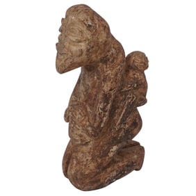 Pre Colombian Carved Alabaster Mother and Child