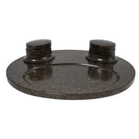 Antique German Brown Granite Writing Desk Set