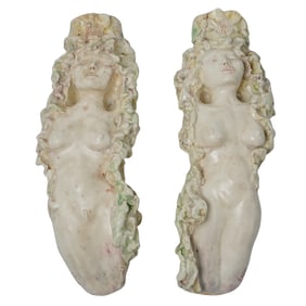 Pair of Signed "Ford" Female Sculpture Candle Mounts