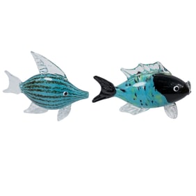 Pair of Large Art Glass Fish Sculptures