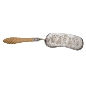Silver Plated and Carved Bone Crumb Scoop