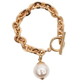 24K Gold Plated 'Ben Amun' Chain Bracelet W/ Pearly Drop