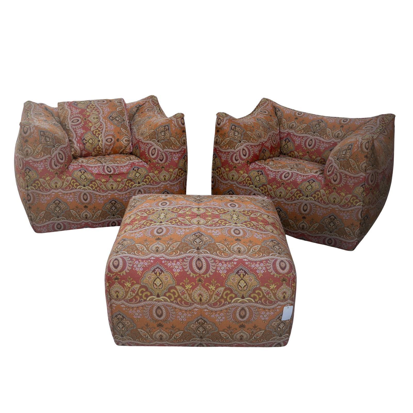 Mario Bellini B&B Italia "Le Bambole" Style Set: Mario Bellini B&B Italia "Le Bambole" Style SetLate 20th Cent, ItalyA three-piece lounge suite comprising of two large armchairs and a matching ottomanin the style of the “Le Bambole” series,