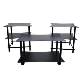 (3 pcs) MCM Powder Coated Steel End Tables w/ Rolling Coffee Table