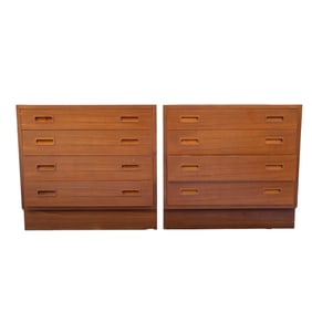 Pair of Mid Century Teak Wood Chests of Drawers