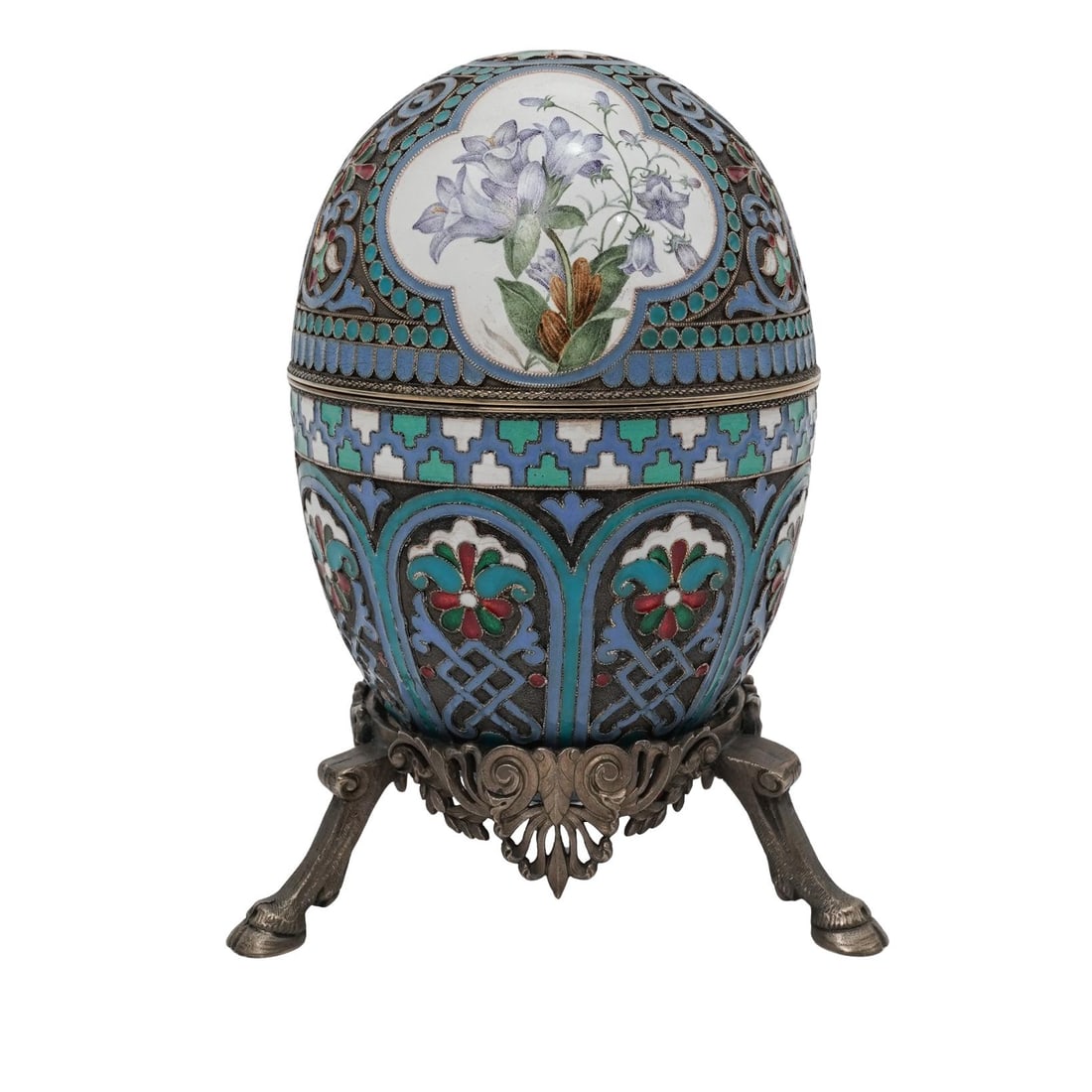 Imperial Russian Era Silver Gilt & Cloisonne Enamel Egg (1 of 10)