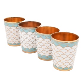 (4 pcs) Russian Enameled Gilt Copper Shot Glasses