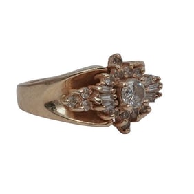 Vintage 14k Gold Diamond Cluster Ring