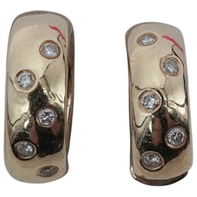 14k Gold and Diamond Huggies Earrings