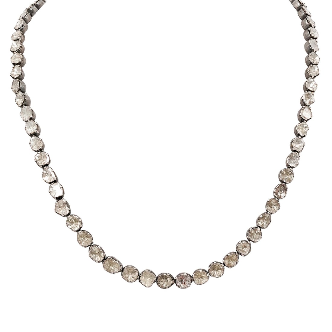 Antique Silver and Rose Cut Diamond Necklace (1 of 5)