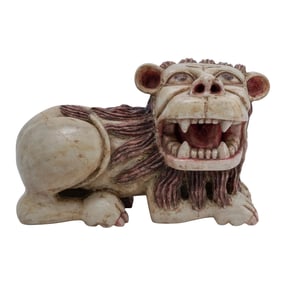 Large Spanish Colonial Carved Alabaster Lion