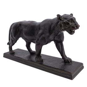 Antoine-Louis Barye (French, 1795-1875) "Walking Tiger" Bronze Sculpture