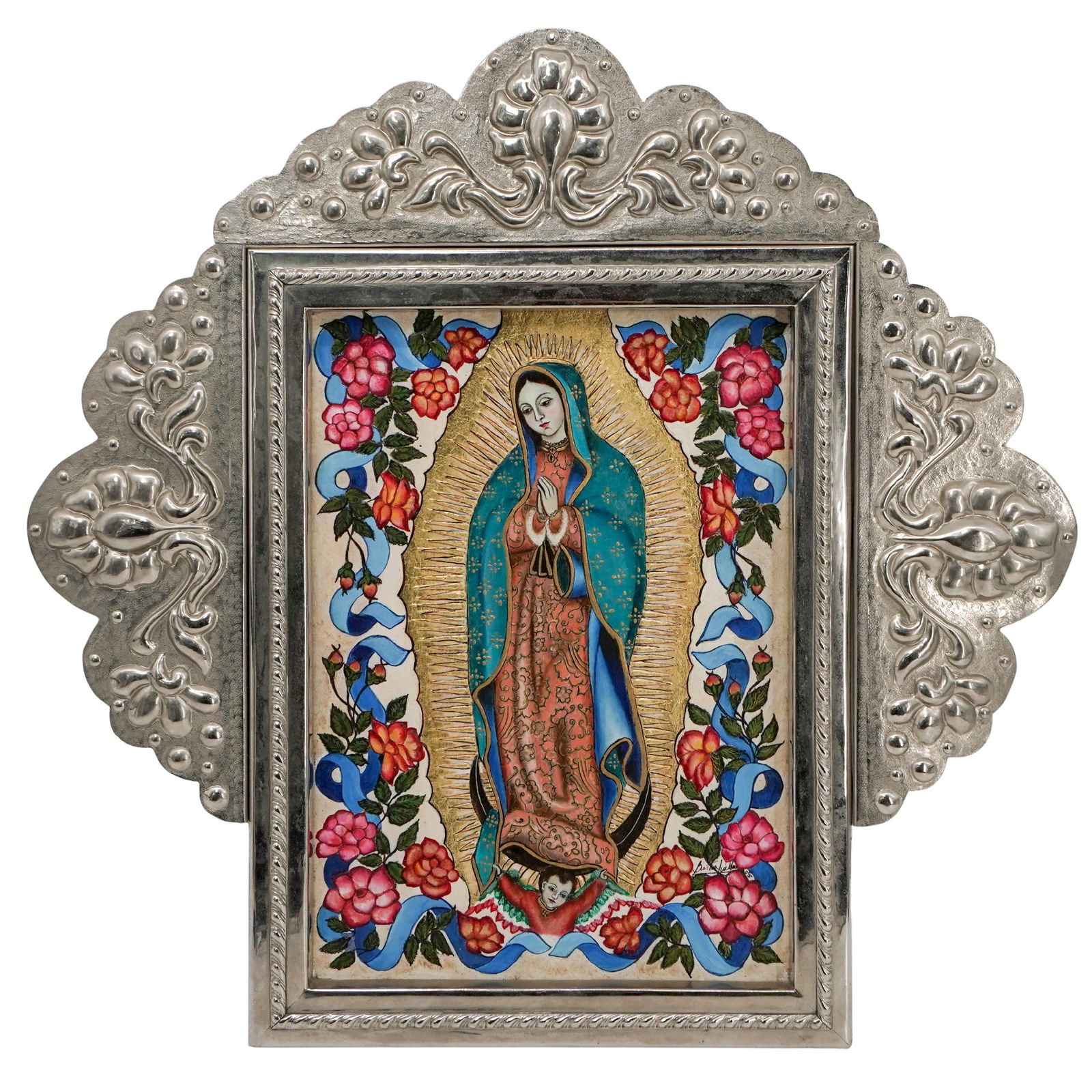 Bertha Cuellar (Mexican) Mixed Media on Board Madonna Icon Painting (1 of 5)
