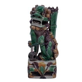 Antique Chinese Sancai Glazed Foo Dog