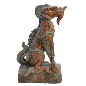 Antique Chinese Pottery Roof Tile Guardian Lion