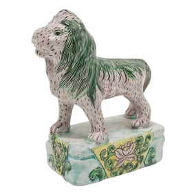 Antique Chinese Famille Verte Porcelain Lion