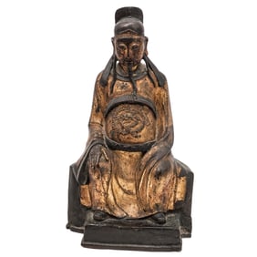 Chinese Ming Dynasty Gilt Bronze Deity Statue