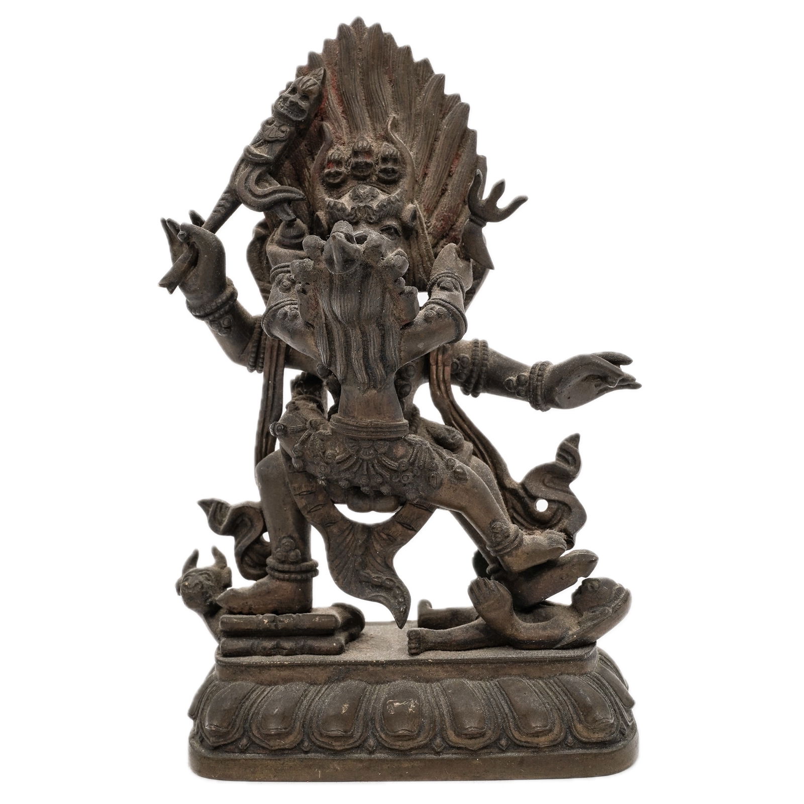 Signed Antique Bronze Yama Dharmaraja and Yami Figure (1 of 7)