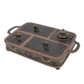 Antique Chinese Cloisonné Enameled Smoker Set