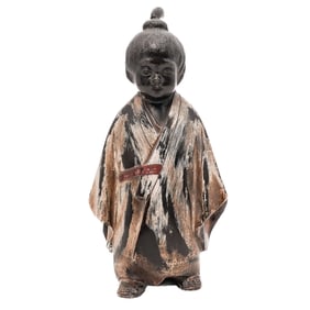 Japanese Signed "Selfless Child" Bronze Okimono