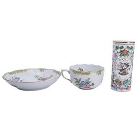 (3pc) Herend Queen Victoria Porcelain Articles