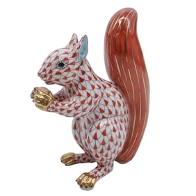 Herend Porcelain Red Fishnet Squirrel