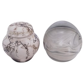 (2pc) Rosenthal Queensberry Marble and Studio Pottery Urn