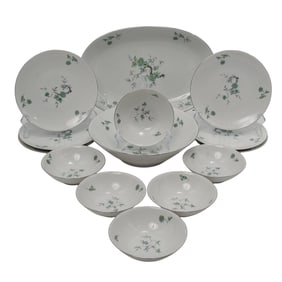 (14 pcs) Mitterteich "Green Ming" Platinum Bavaria Porcelain Set