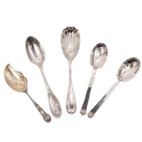 (5pc) Antique Tiffany & Co Sterling Silver Serving Spoons