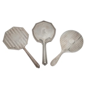 (3 Pc) American Sterling Silver Striped Hand Mirrors