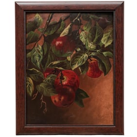 Vintage Still Life Apple Oil Painting