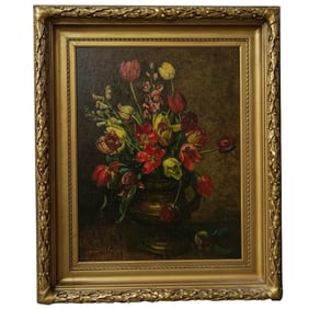 Charlotte Schetter (American, 20th c.) Floral Still Life Oil Painting