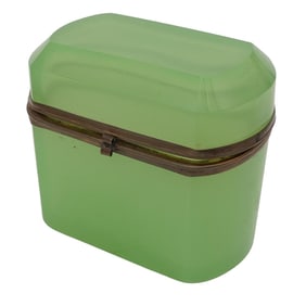 Antique French Green Opaline Glass Box