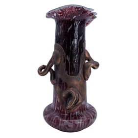 Bohemian Art Nouveau Bronze Overlay Vase