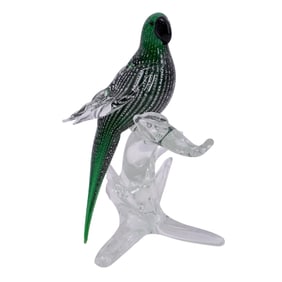 Murano Handblown Glass Perched Parrot