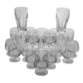 (23pc) Val St. Lambert Cut Crystal Glasses Set