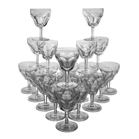 (22pc) Val Saint Lambert "Tilly" Pattern Crystal Glasses