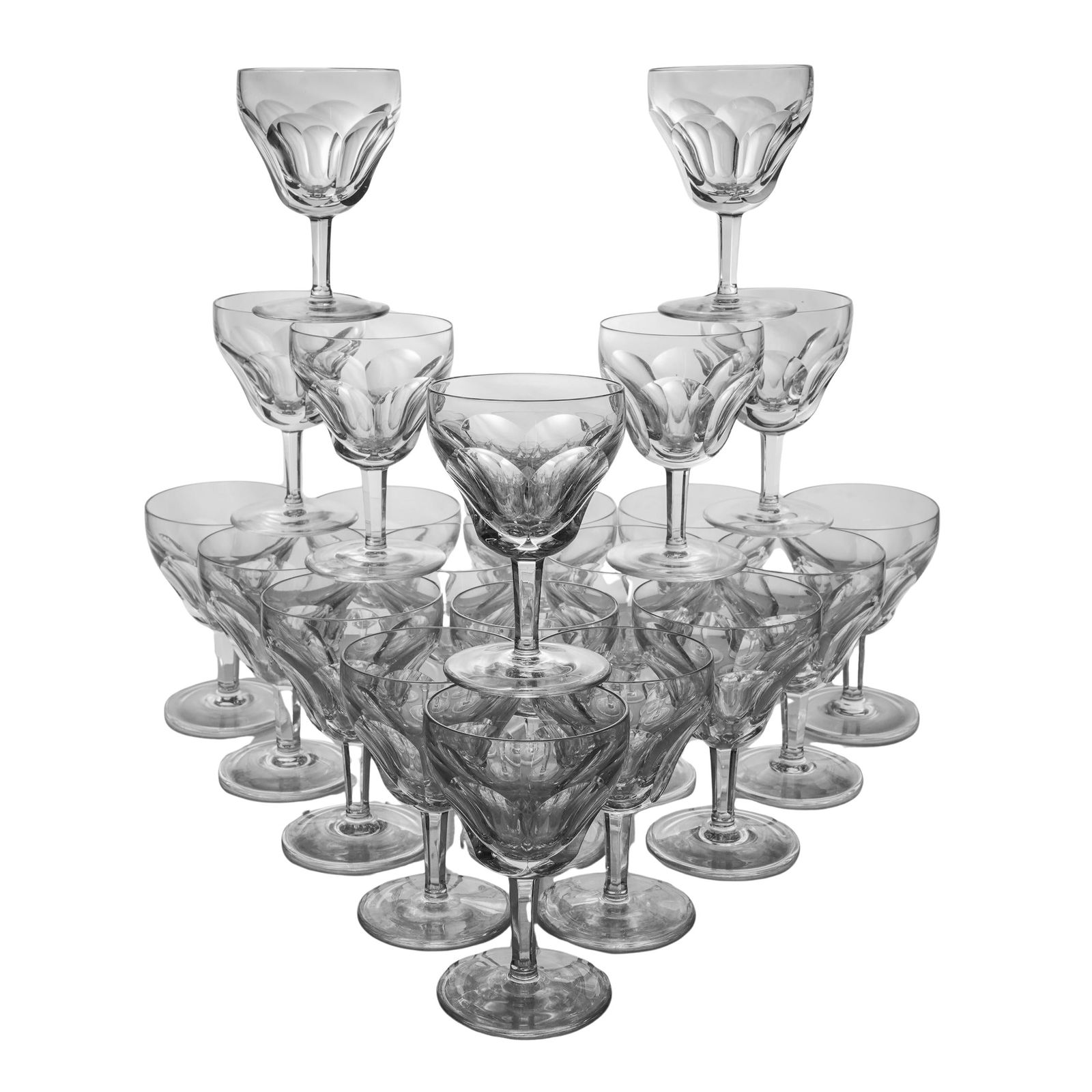 (22pc) Val Saint Lambert "Tilly" Pattern Crystal Glasses (1 of 7)
