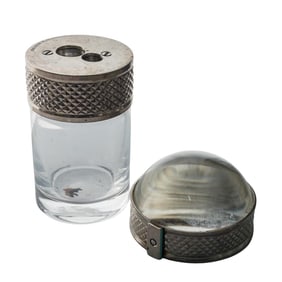 (2pc) Tiffany & Co. Sterling Silver and Crystal Desk Accessories