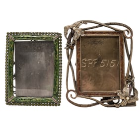 (2 Pc) Jay Strongwater Enamel & Crystal Picture Frames