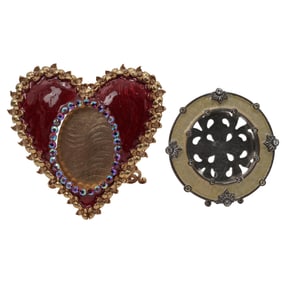 (2 Pc) Jay Strongwater Enamel and Crystal Picture Frames