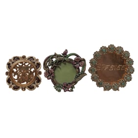 (3 Pc) Jay Strongwater Enamel & Crystal Picture Frames