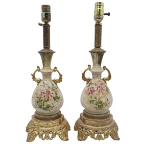 Pair of Vintage Bisque Porcelain Converted Lamps