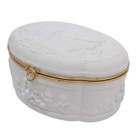 JL Coquet Limoges Bisque Porcelain Neoclassical Jewelry Box