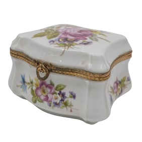 Limoges France Porcelain Floral Jewelry Box