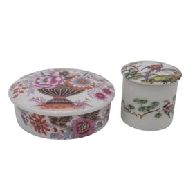 (2 pcs) French Limoges Porcelain Chinoiserie Trinket Boxes
