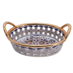 Maitland Smith Reticulated and Gilded Porcelain Basket