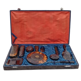 Japanese Vintage Tortoise Hued Lady Vanity Set