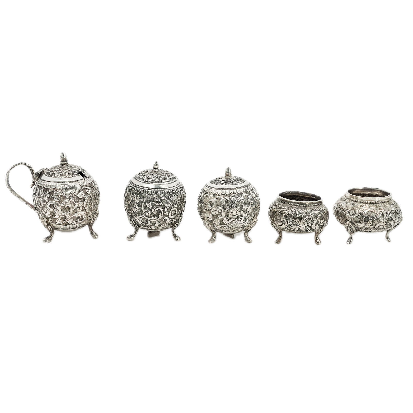 (5 Pc) Persian Sterling Silver Condiment Set (1 of 12)
