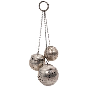 (3 pcs) Antique Sterling and Silver Tea Strainer Balls